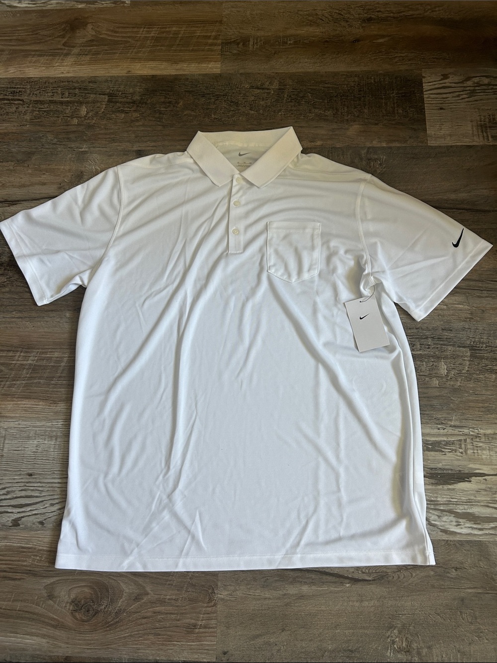 NWT Nike White Short-Sleeve Dri-FIT GOLF Polo with Chest Pocket XL